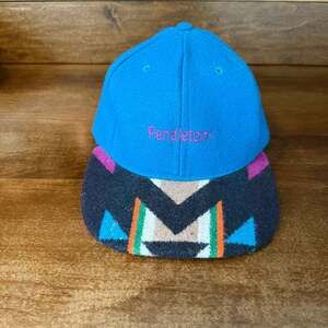 Vintage Pendleton Wool Blend Baseball Cap, Blue Geometric Pattern Brim